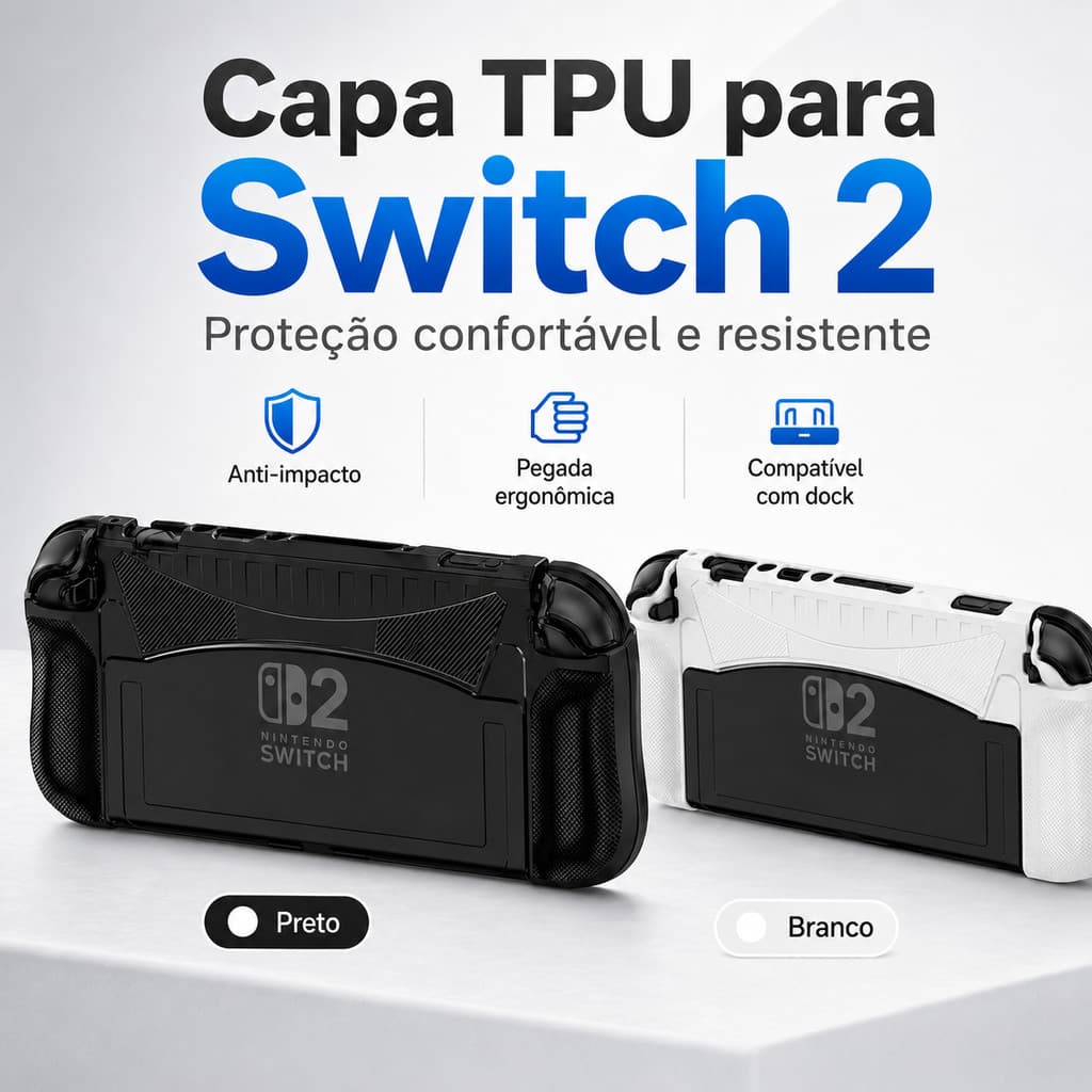 Switch 2 TPU Capa Protetora Para Console De Jogos Com Suporte Ergonômico Doca De Alça