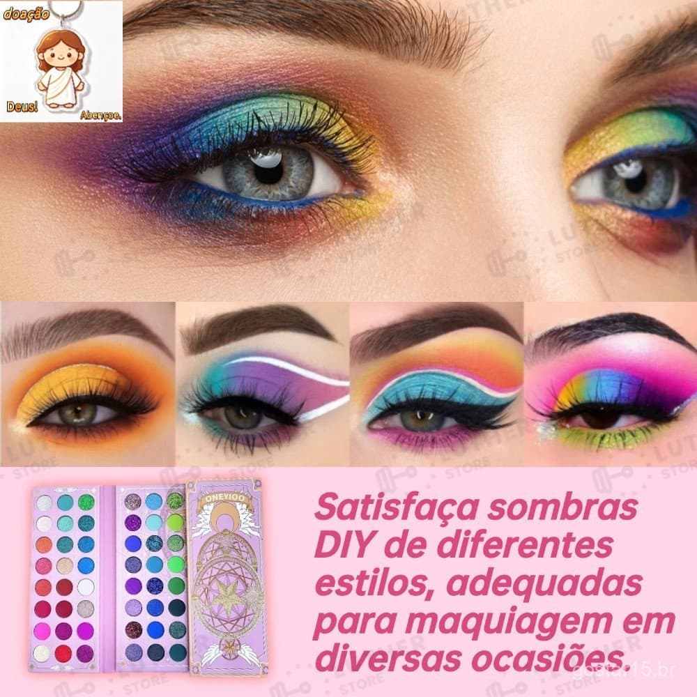 Paleta De Sombra De Olho Em 96 Cores Perolada / Fosca / Com Glitter / Longa Duração Pincéis de maquiagem