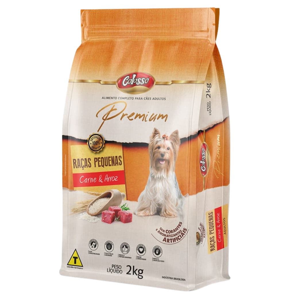 Ração Para Cachorro Porte Pequeno Colosso Premium Carne Arroz 2kg