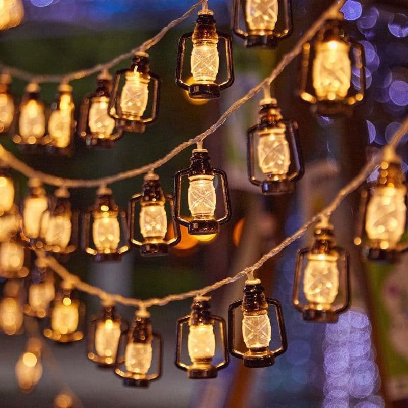 Pequenas luzes decorativas para mercados noturnos, bares, barracas, baús, ambiente de interiores e promoção em barracas