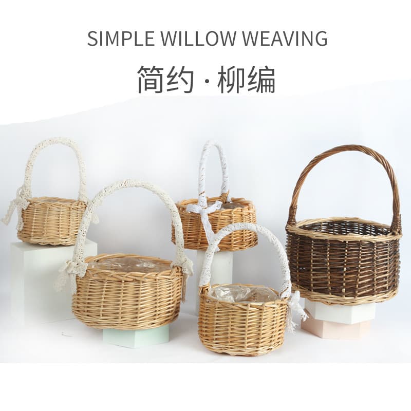 Cesta de vime Cesta de flores portátil Arranjo de flores Cesta de bambu Cesta de armazenamento Cesta de flores tecida Ce