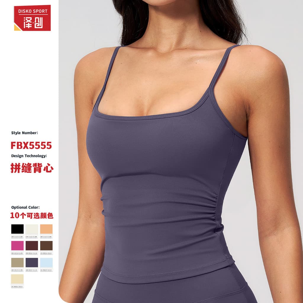 Zechuang Top de Yoga Feminino com Forro Acolchoado, Alças Finas, Costas Bonitas, Ajuste Justo, Secagem Rápida, Top Espor