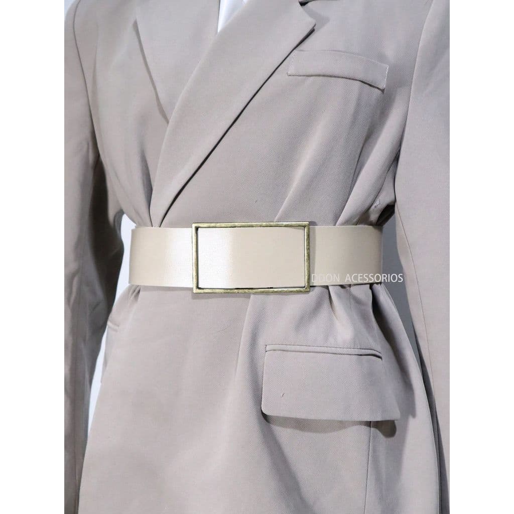 Cinto Feminino com Fivela Quadrado Vintage em sintetico | Elegante para Blazer, Vestido e Looks Casuais