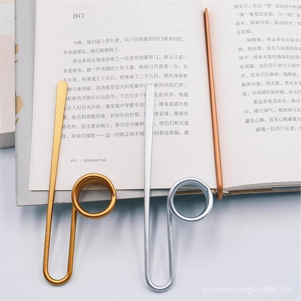 1 unidade de marcador de livros em metal dourado – Abre-páginas leve e prático para polegar/dedo, ideal para amantes de