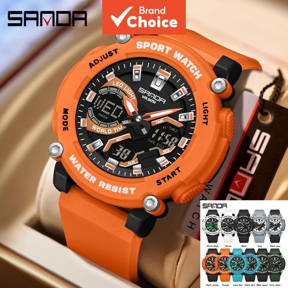 Rel贸gio Esportivo Digital De A莽o Inoxid谩vel 脌 Prova D'谩gua Masculino Cron么metro De Quartzo Redondo Prata