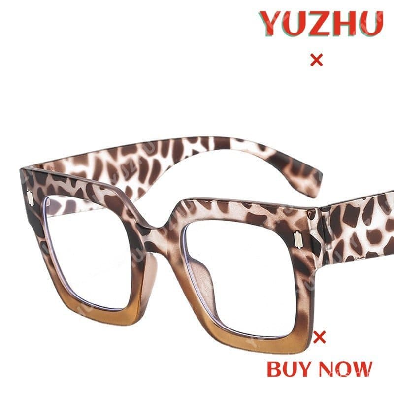 Óculos Femininos YUZHU Estilo Ocidental Quadrados com Estampa de Leopardo/Retro Anti-Luz Azul