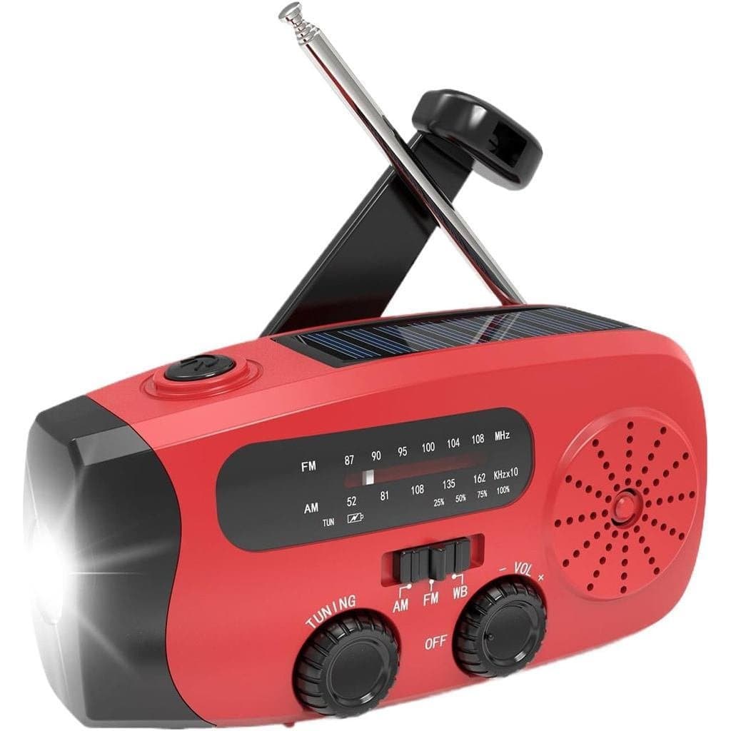Rádio Portátil com Manivela e Lanterna LED, Rádio Solar com Manivela |           Reprodutor de MP3 portátil com painel m