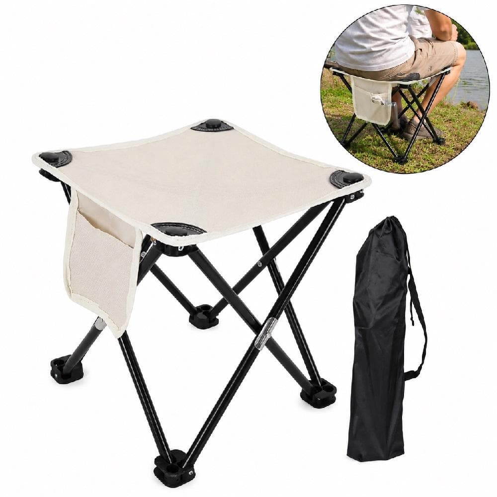 BANQUETA BOLSO LATERAL DOBRAVEL PORTATIL BANQUINHO PESCA CAMPING MULTIUSO CADEIRA PRAIA JARDIM BANCO COM BOLSINHO PORTA
