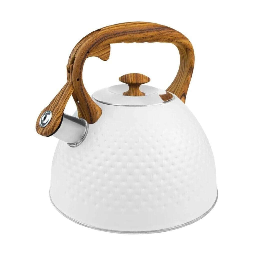 Chaleira Elegante Branca Com Apito, Em Aço Inoxidável Inox 3L - Hércules