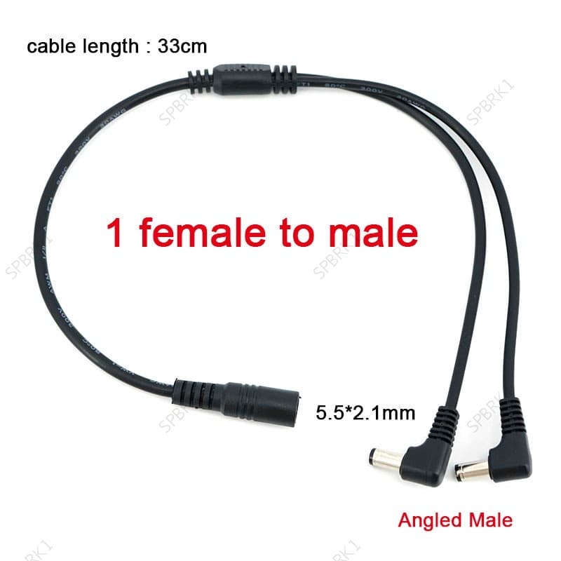 DC 1 Fêmea Para 2 Vias Ângulo Reto Macho 5.5x2.1mm Divisor De Energia Adaptador Cabo 12V Câmera Conector De Luz De Tira