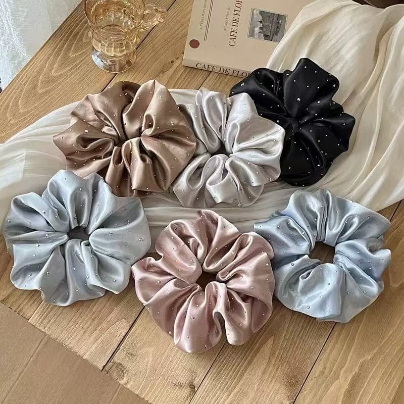 [Estoque pronto] Estilo coreano estilo preguiçoso cetim diamante quente elástico de cabelo feminino cabeça de alta quali
