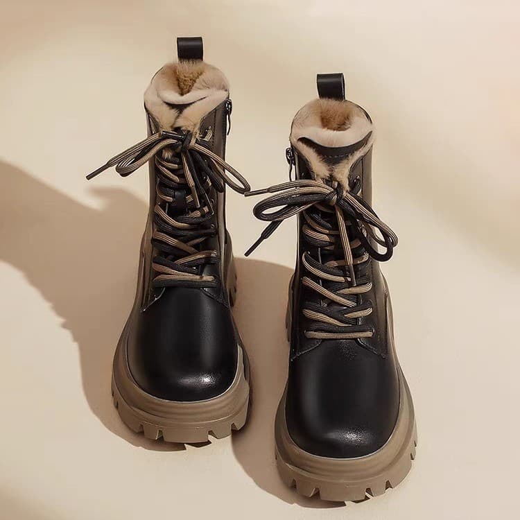 Botas de Neve Femininas 2026, Novas Botas Martin Forradas e Acolhedoras para Outono/Inverno, Botas Curtas de Sola Grossa