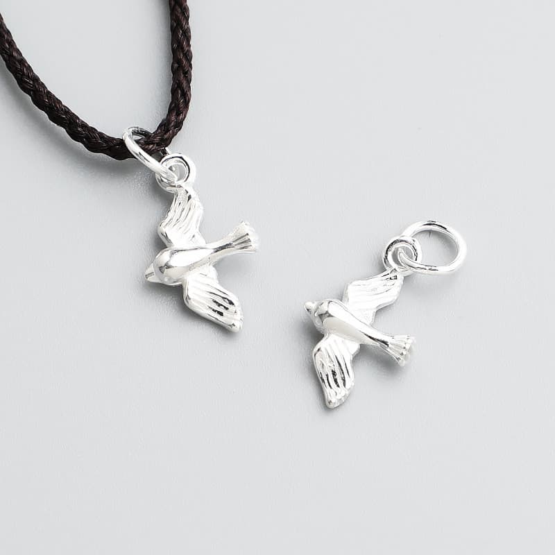 Pingente vintage de pássaro em prata esterlina s925, amuleto de andorinha, acessórios de joalheria para pulseira e colar