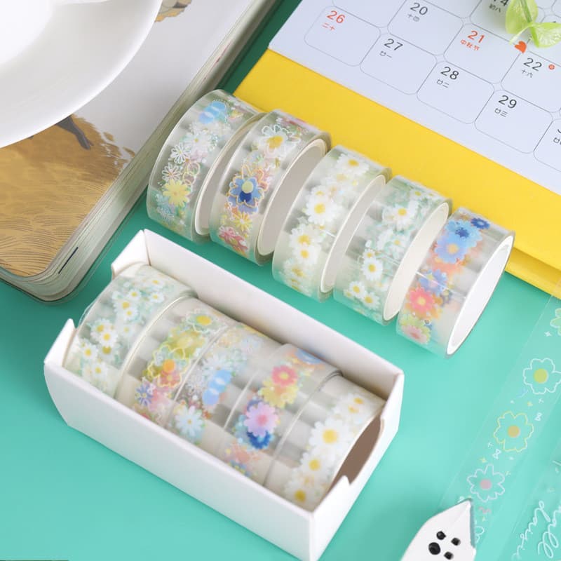 Fita PET Transparente Yida Culture Margarida de Verão para Decoração de Diários de Meninas, Álbuns de Fotos, Cartões e P