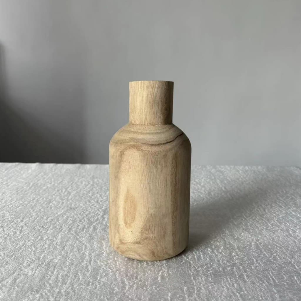 Ins Nordic Retro Zen Sala de estar Vaso de flores secas de madeira maciça Decoração Sala de chá Mesa de jantar Arranjo d