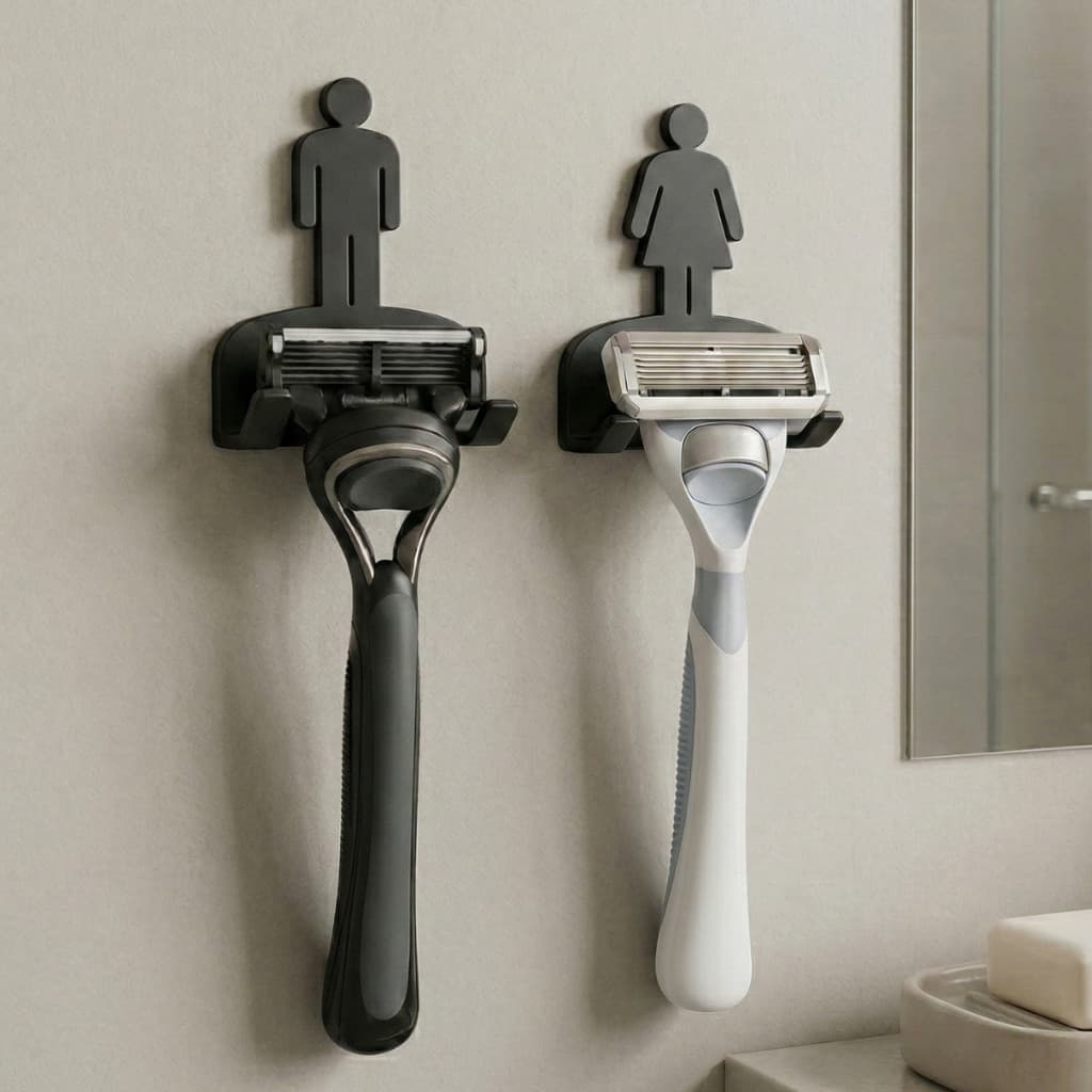 Suporte para Lâmina de Barbear Gilete Parede com Fita 3M Organizador Banheiro Barbeador Masculino Feminino sem furo