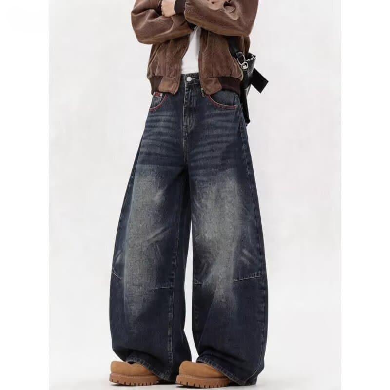 CTB capitão cerveja gato americano bigode vinco angustiado Machete Jeans feminino cleanfit calças retas ligeiramente lar