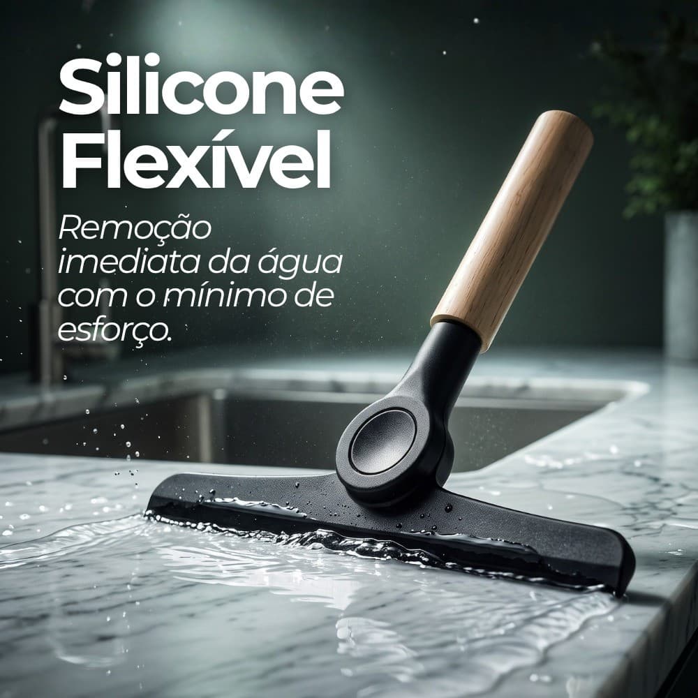 Rodo de Pia Dobrável cabo de bambu Premium Compacto para Bancada Cozinha Multiuso