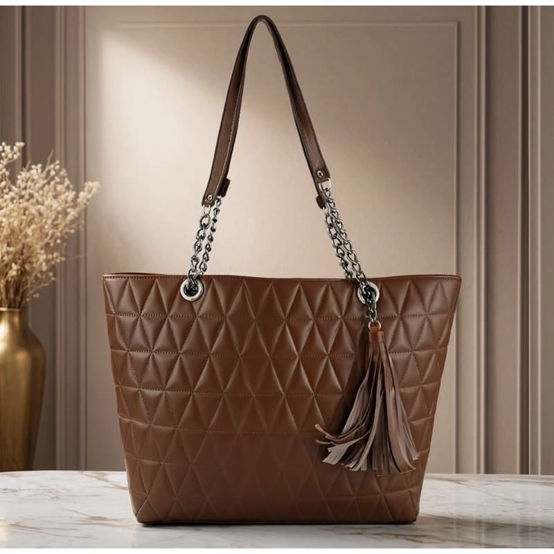 Bolsa Feminina Sacola Tote Grande Com Franja Tassel Alça Corrente Sintético Premium Luxo Envio Rápido