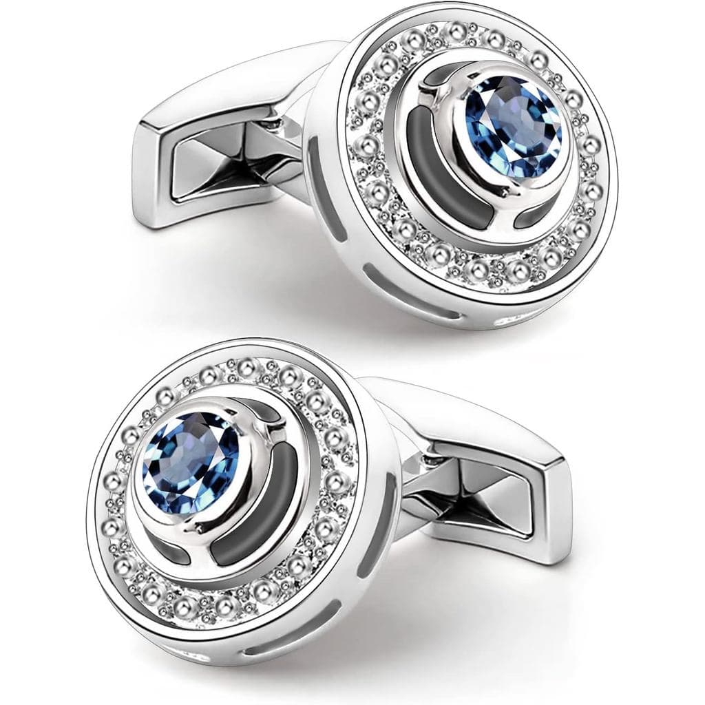 Abotoaduras Masculinas com Cristais CZ, Diamante Brilhante - Abotoaduras de Latão Banhadas a Ródio - Presente Elegante p