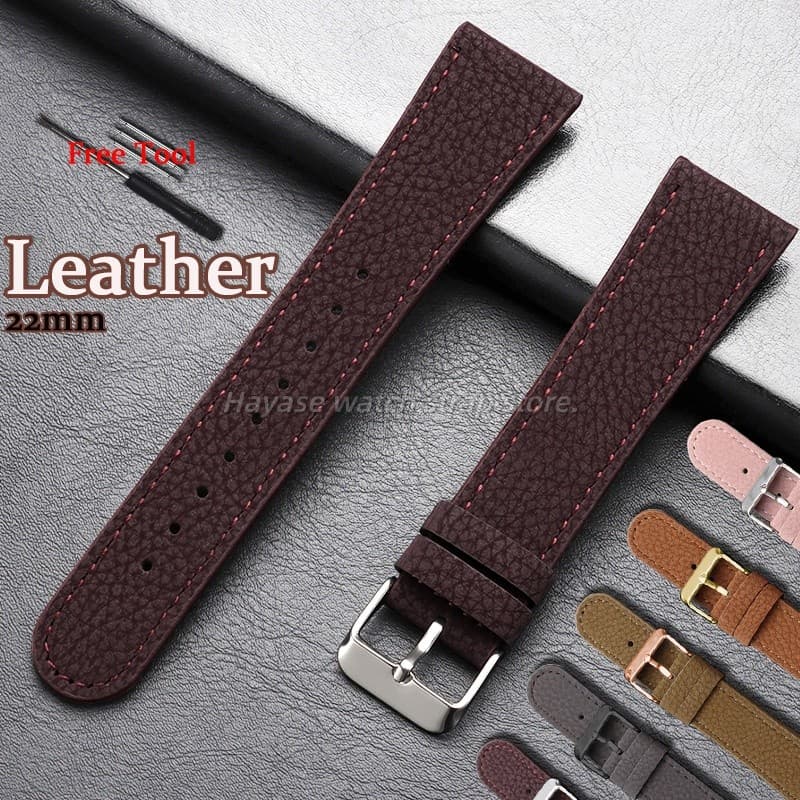 22mm Palma Padrão Pulseira De Couro Extremidade Redonda Relógio Masculino Feminino Negócios