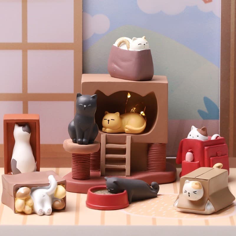 [Caixa misteriosa] Conjunto de decoração de gato japonês Produtos diversos Figura de Anime Decoração de mesa fofa