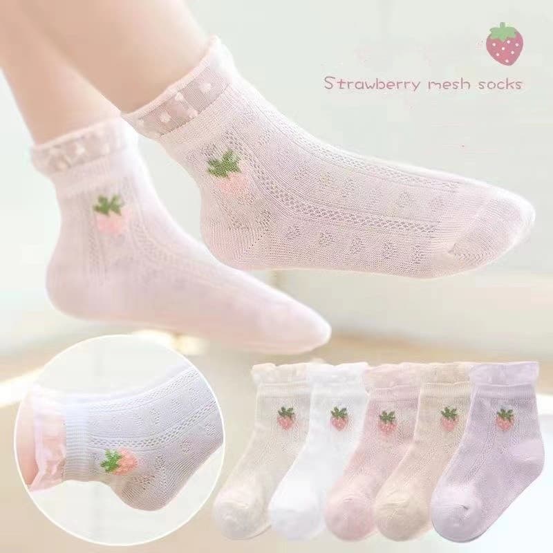 【 5 Pairs 】 Cute Meias Para Bebês De Malha De Algodão Macio Respirável