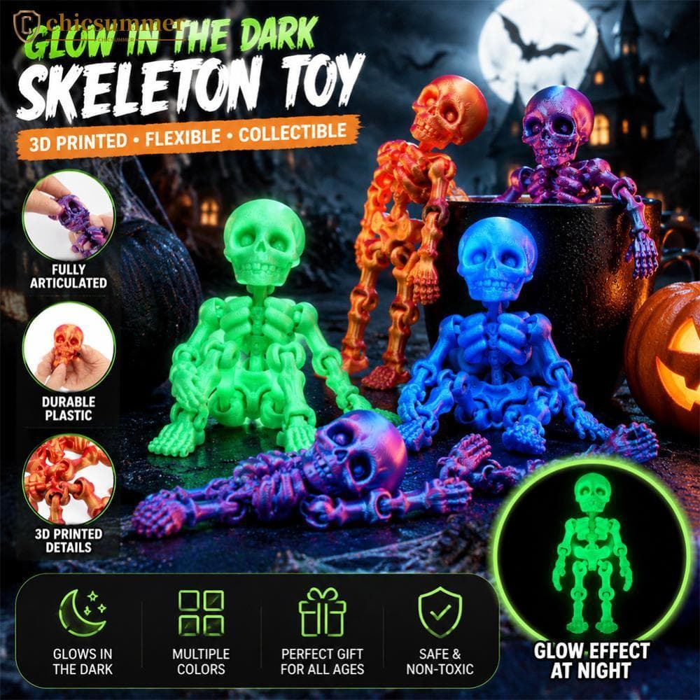 CHICSUMMER 3D Impresso Brilho-No-Escuro Esqueleto Estatueta Luminosa Halloween Decoração Osso Ornamento Brincadeira Pres