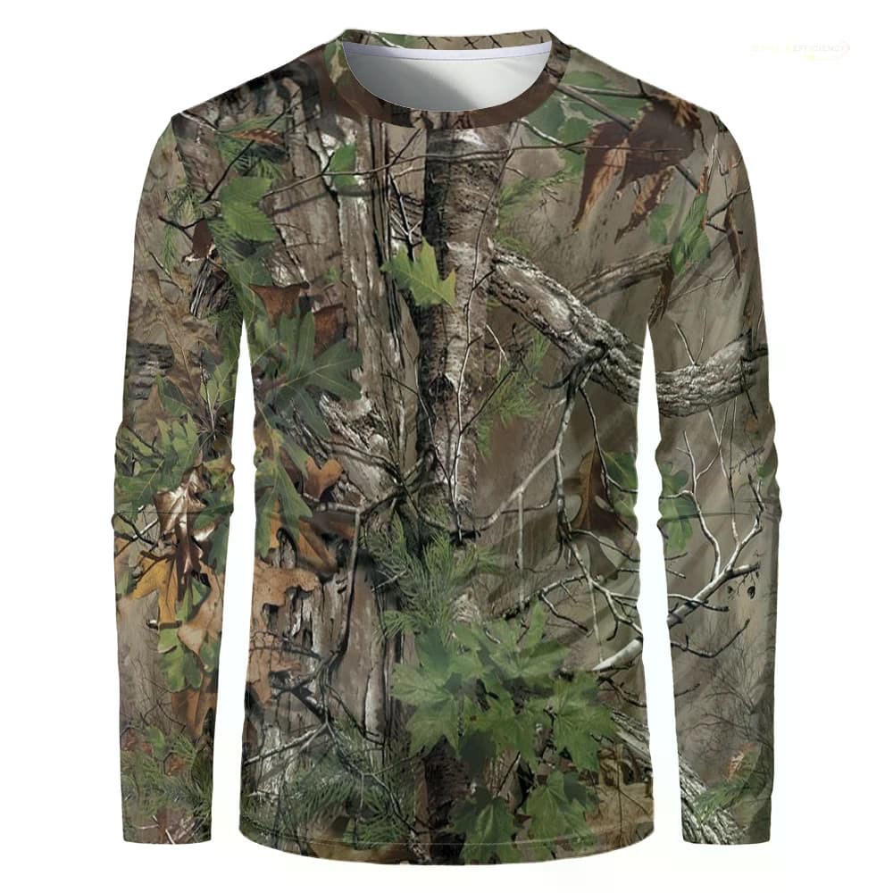 Camuflagem Caça Floresta Impressão 3d Camiseta Esportes Ao Ar Livre Manga Longa Camisa Masculina Treinamento De Viagem R