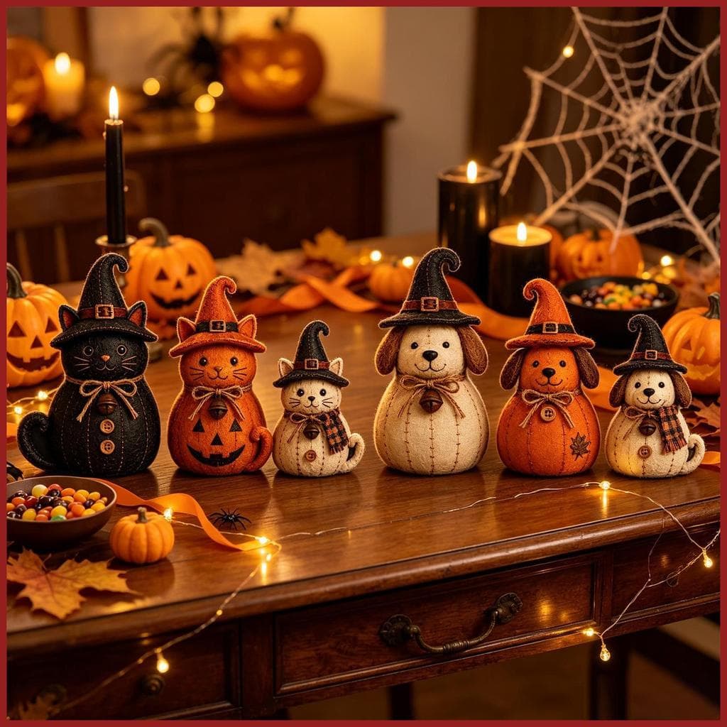 Estátua De Cachorro De Halloween , Adereços Colecionáveis De Férias , Ornamento De Animal , Escultura Bruxa Para Sala De