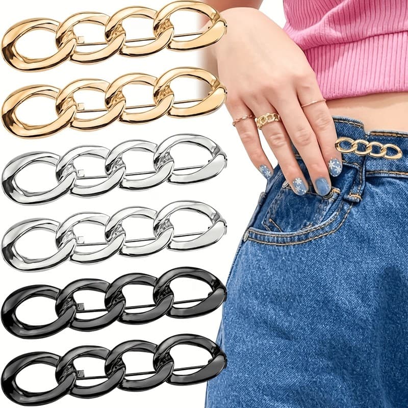 3/6 Pçs Pino Liga Corrente Cintura Fivela Cardigan Roupas Broche Broches Lapela Aperto Acessório DIY