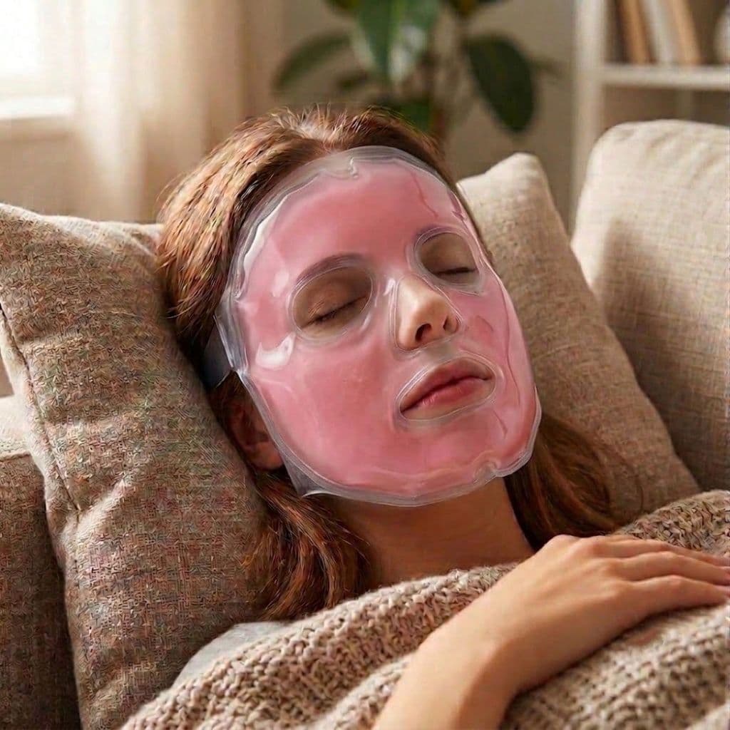 Máscara Térmica Facial em Gel Quente/Fria Alívio e Relaxamento Reutilizável  P.QIU