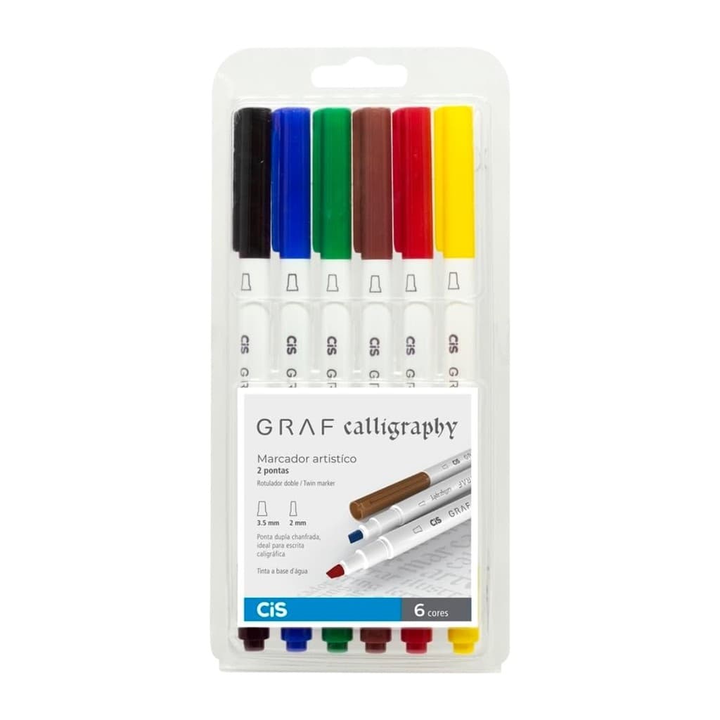 Caneta Marcador Artístico Graf Calligraphy 6 Cores Cis
