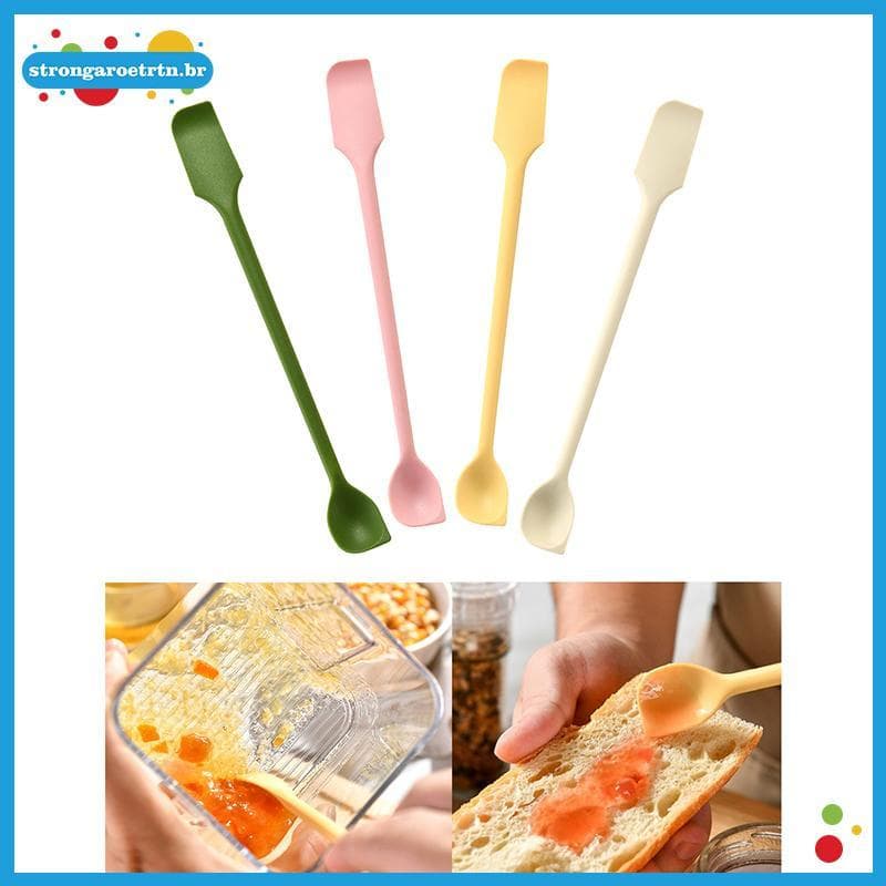 strongaroetrtn 1 Peça Espátula De Silicone Resistente Ao Calor Cabo Longo Raspador De Ponta Dupla Com Colher Espátulas D