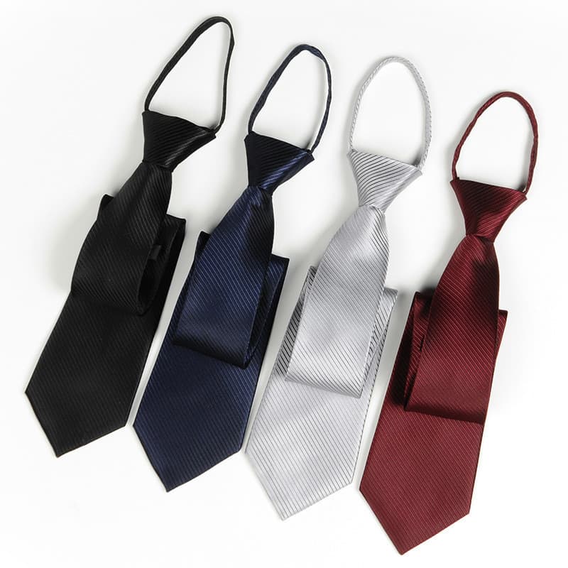 Gravata com zíper fácil de puxar, sem nó, roupa Formal masculina, trabalho profissional, gravata preta, casamento, verme