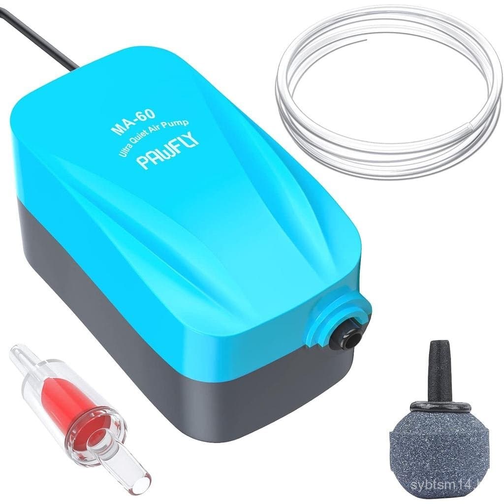 Bomba de Ar Compacta Pawfly para Aquários 15-40 GPH, Silenciosa, com Pedra Difusora/Filtro de Esponja, Mangueir