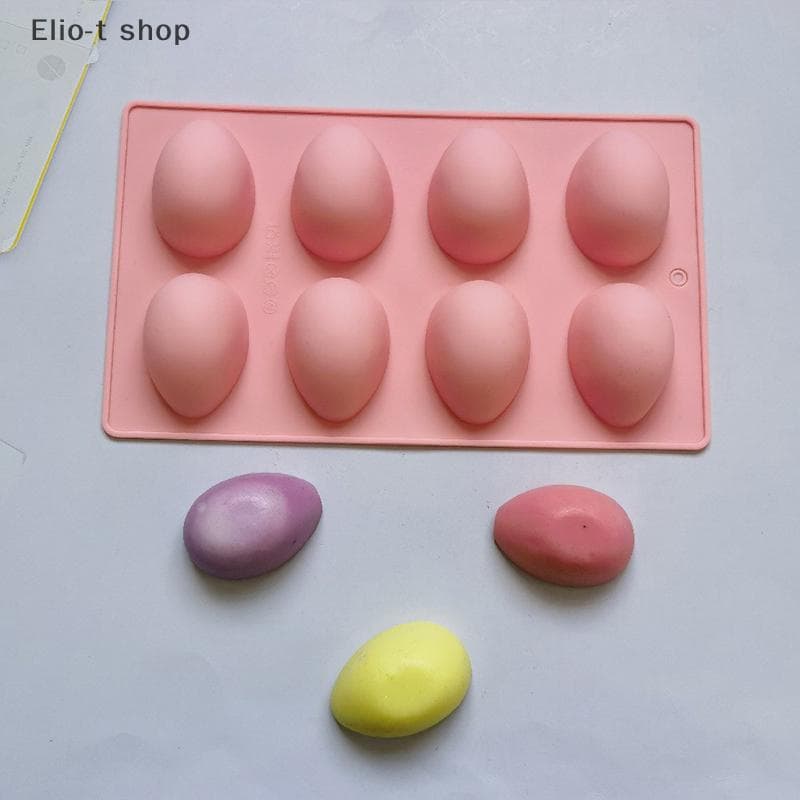 Elio-t 8 Ovos Em Forma De Páscoa Silicone Molde Para Assar Pastelaria Chocolate Pudim Bandeja De Gelo Diy Sabão Artesana