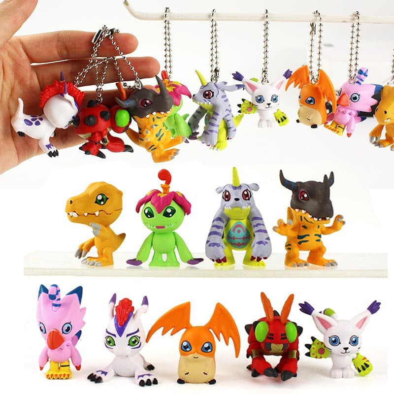 9 peças/conjunto de pingentes de chaveiro do anime Digimon Adventure de 3-5cm: Tailmon, Agumon, Patamon, Gomon, Palmon S