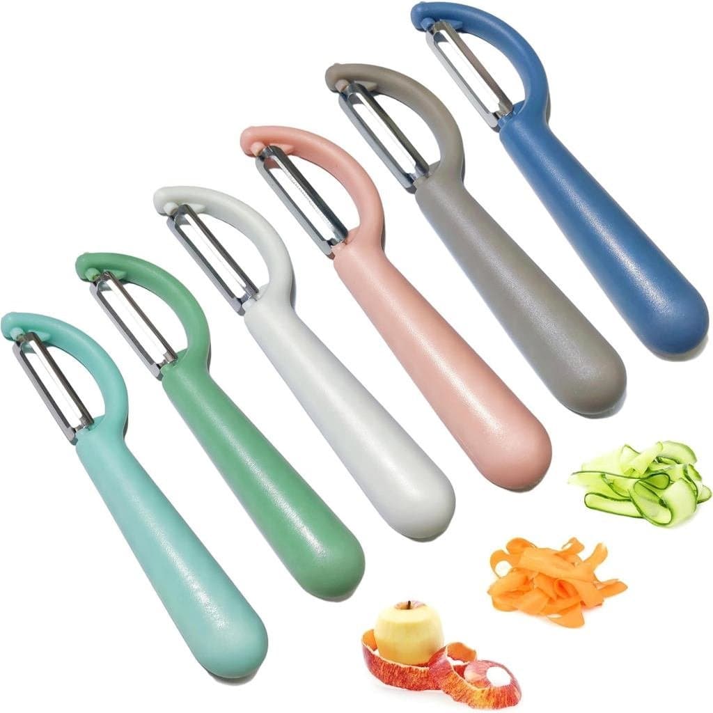Conjunto de 6 Descascadores de Legumes Trez Treamer para Cozinha, Descascador de Maçã em Aço Inoxidável para Legumes, Ce