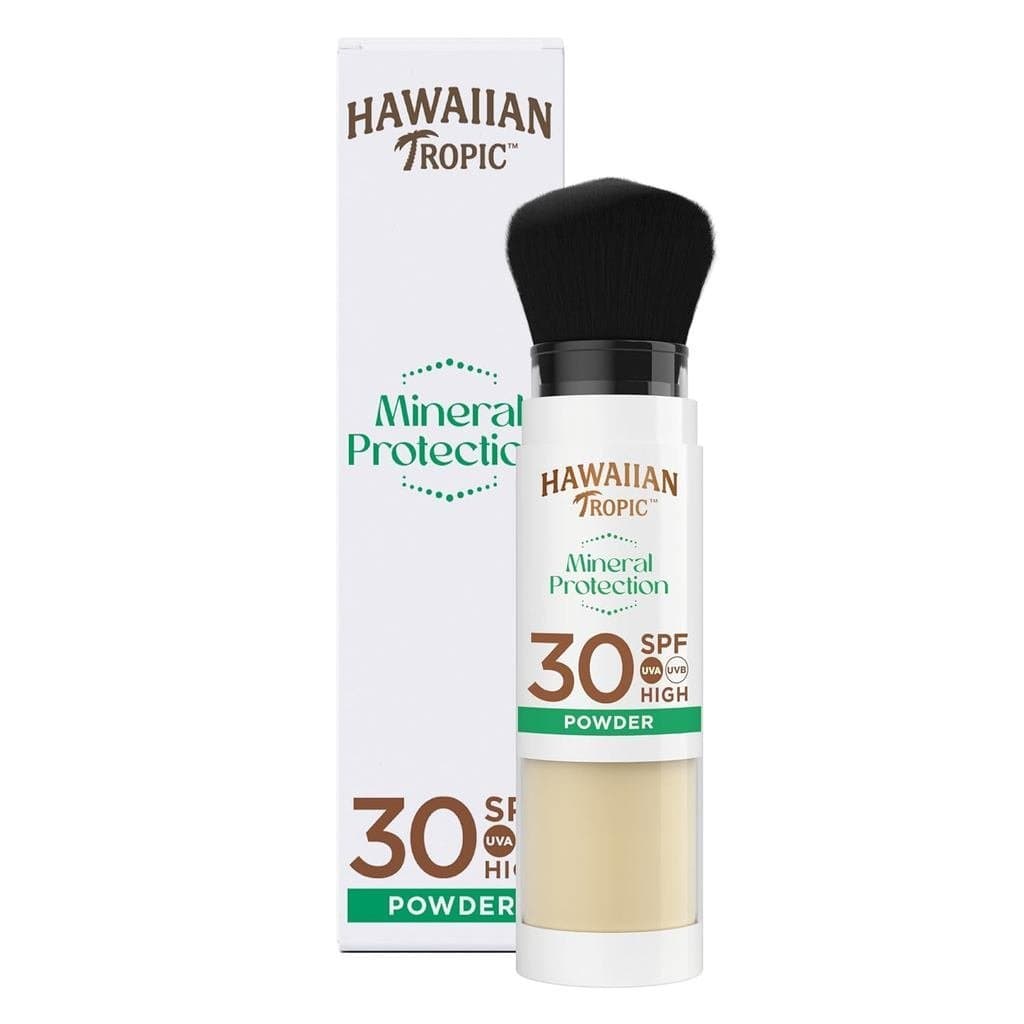 Pó Protetor Solar Mineral Tropical Havaiano SPF30, proteção UVA+UVB, pode ser usado com maquiagem, contém filtro de óxid
