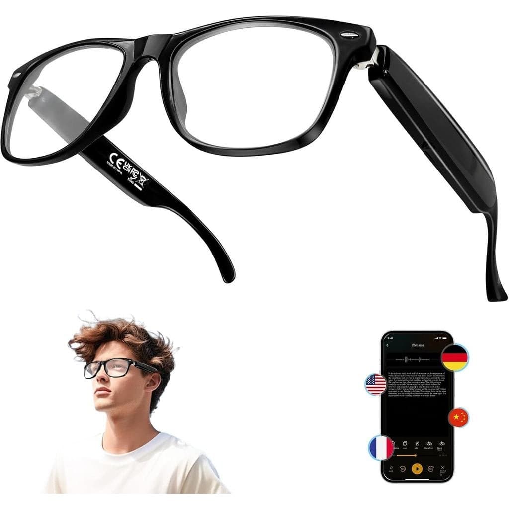 Óculos Inteligentes com IA para Homens e Mulheres - Bluetooth 5.4 com Chat GPT, Lentes com Filtro de Luz Azul, Óculos de