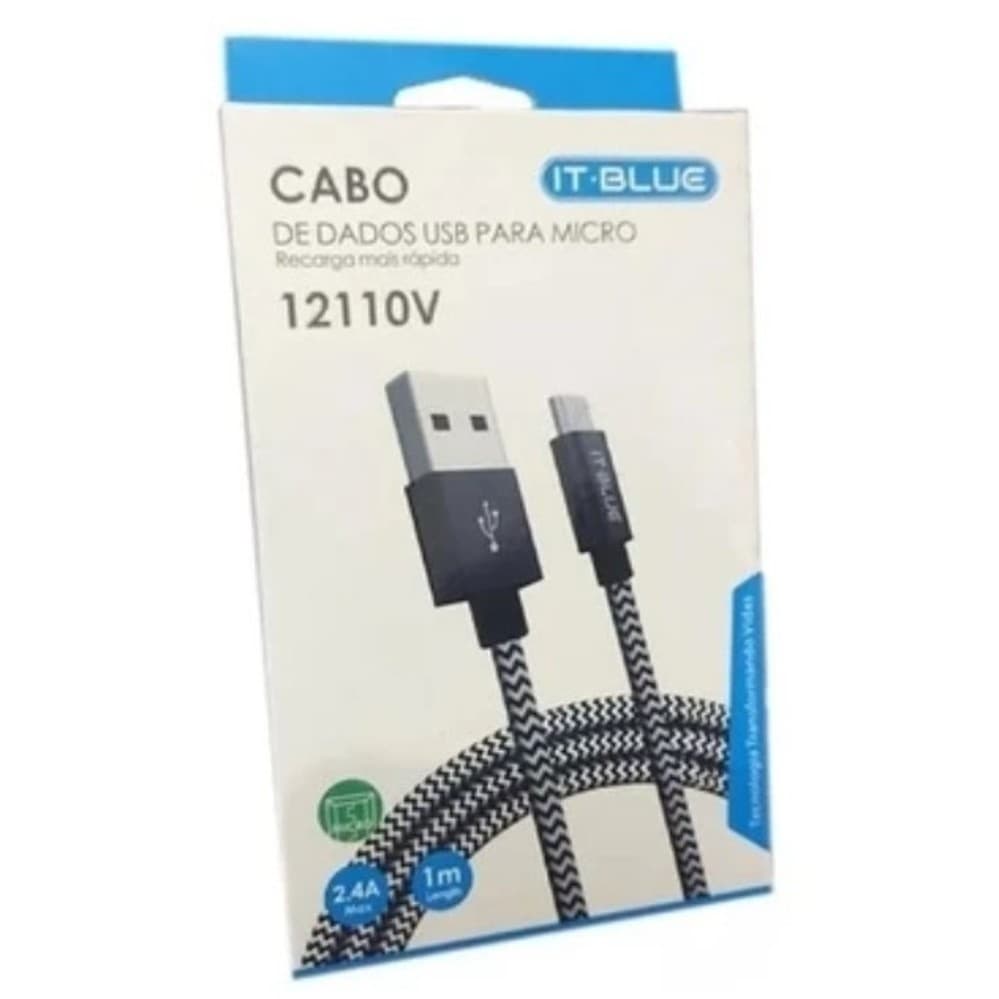 Cabo IT Blue Usb para Micro V8 de Carregamento Rápido de 1 Metro