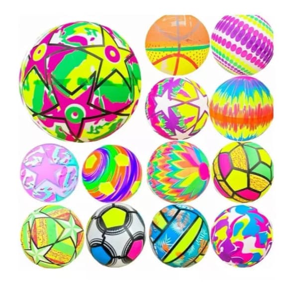 KIT COM 10/ BOLA DE PRAIA FESTA VINIL INFLAVEL INFANTIL COLORIDA