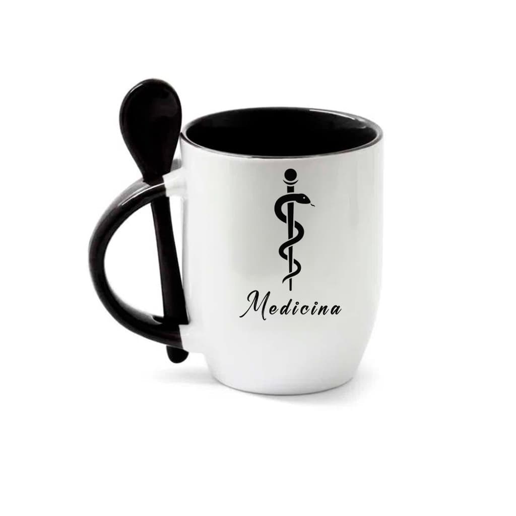 Caneca Porcelana Símbolo Oficial Medicina Bastão de Asclépio