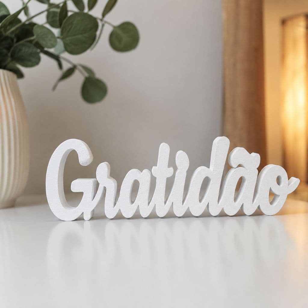 Letreiro Decorativo Gratidão - Para Mesa Sala Quarto Escritório Estilo Minimalista Moderno