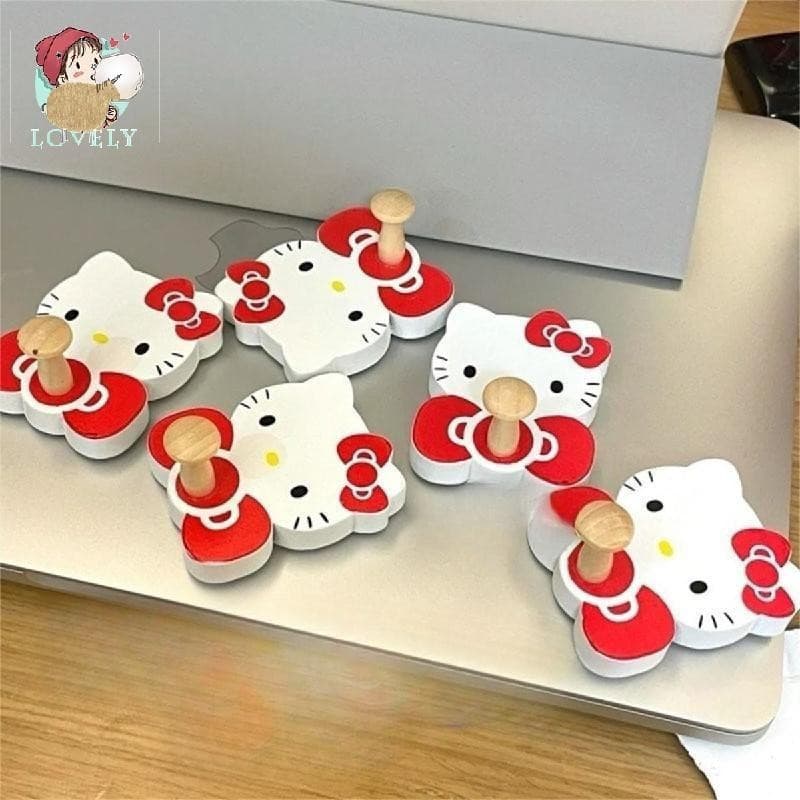 Sanrio Hello Kitty Ganchos Autoadesivos Fortes De Madeira Forte Pegajoso Roupas E Chapéu Kawaii Decoração De Parede Ganc