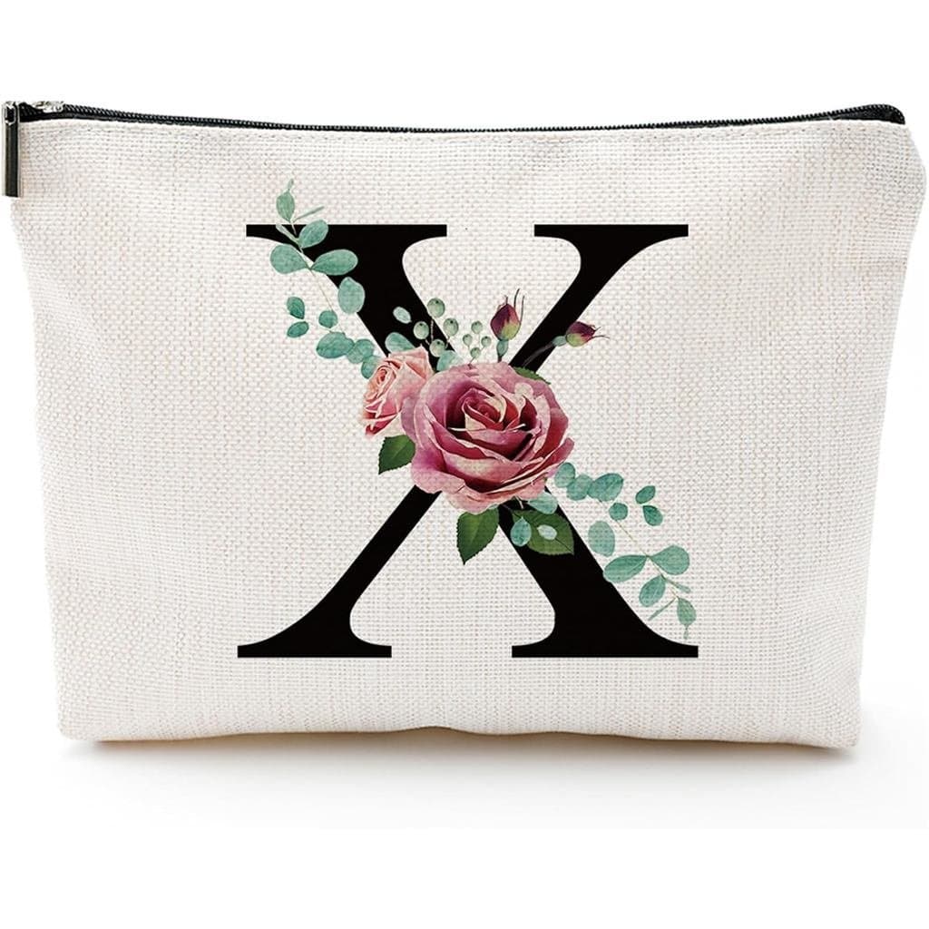 Bolsa de Maquiagem Personalizada A-Z, Bolsa de Cosméticos Monogramada para Presentes de Madrinhas, Organizador Portátil