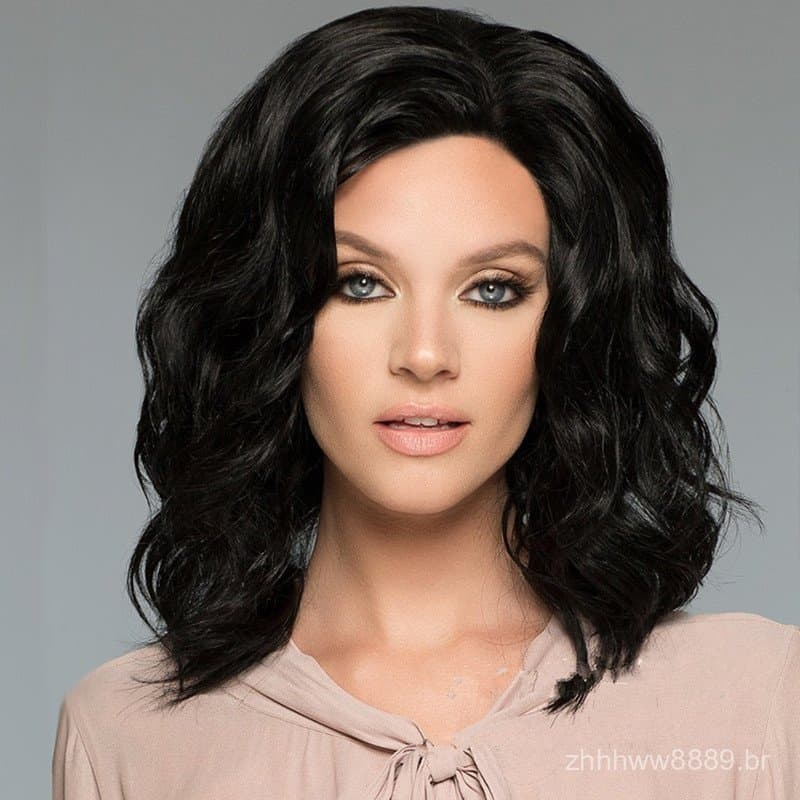 Perucas de estilo europeu e americano, cabelo curto com risca ao meio para meninas, cabelo curto liso e moderno, cabelo