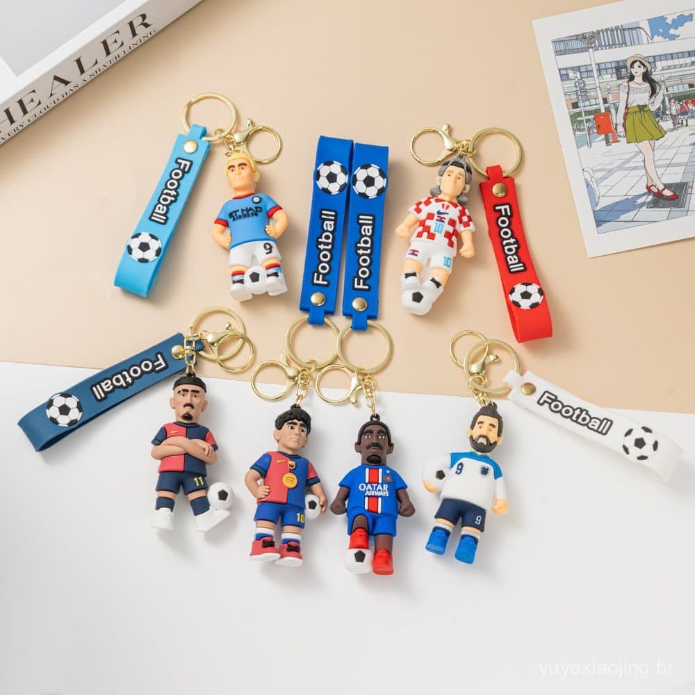 Chaveiro de Figura Esportiva de Futebol, Boneco 3D, Presente para Fãs, Pingente