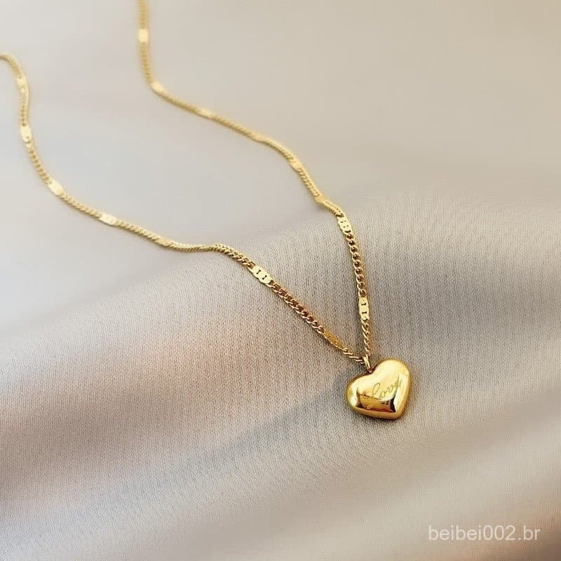 18k titânio aço novo amor colar simples temperamento luz luxo moda coração